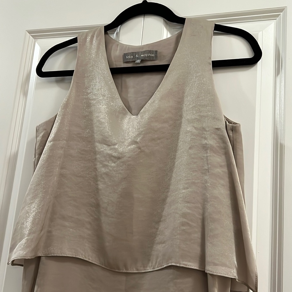 Lola & Sophie slip dress iridescent nude color unlined size XS